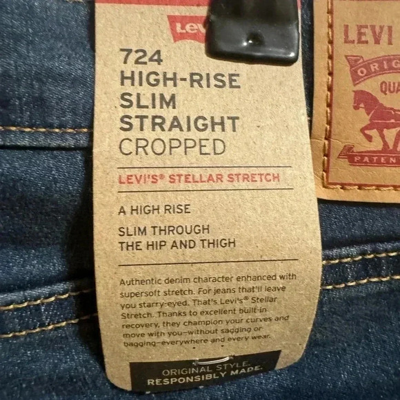 Women’s Levi’s 724 High Rise Slim Straight Crop Jeans Size 32 - Picture 5 of 6